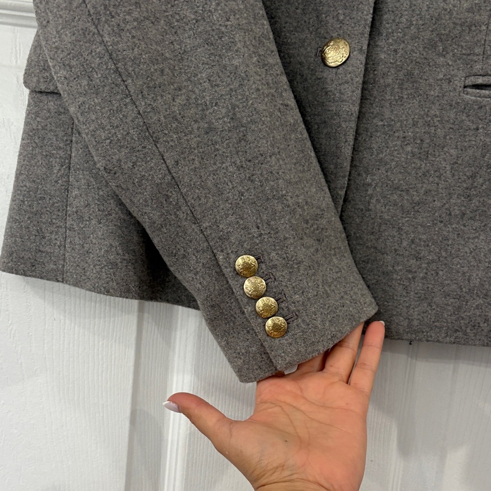 J. Crew Women's Charcoal Blazer with Gold Buttons - Picture 3 of 5